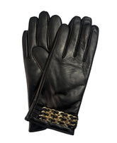 Genuine Leather Glove With Chain Trims